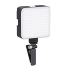 Camera Video Light with Clip and 3 Cold Shoe Connectors | 120 LED Beads | Dimmable and Rechargeable Battery |