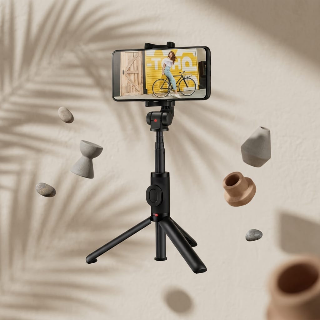 EARPHONIX Wireless Bluetooth Foldable XT-02 (K10) Mini Tripod Extendable Selfie Stick
