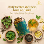 Aaurash Tulsi Lemon Mint Green Tea | Lemon Mint Flavor | Refreshing Blend | Loose Tea Tulsi Herbal Tea Tin (60 g)