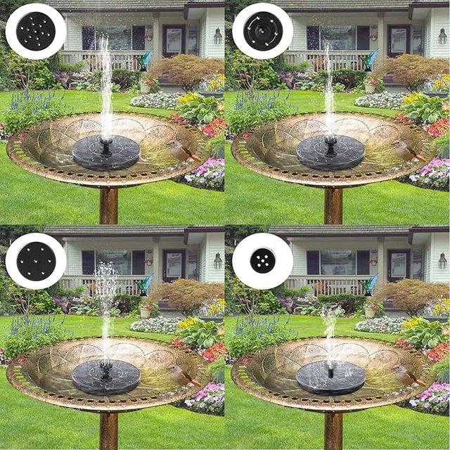 Solar Bird Bath Fountain Pump With 4 Nozzle, Free Standing Floating Solar Powered