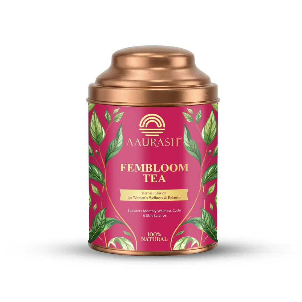 Aaurash Fembloom Herbal Tea | Women Wellness Support Tea | Supports Hormonal Balance, PCOS/PCOD Care & Period Comfort | Natural Caffeine-Free Herbal Tea (60)gm