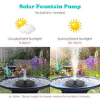 Solar Bird Bath Fountain Pump With 4 Nozzle, Free Standing Floating Solar Powered