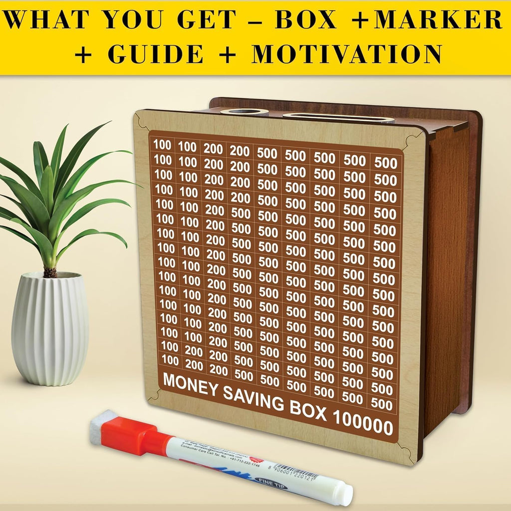 ₹1 Lakh Savings Challenge Box – Money Saving Tracker Piggy Bank with Goal Board