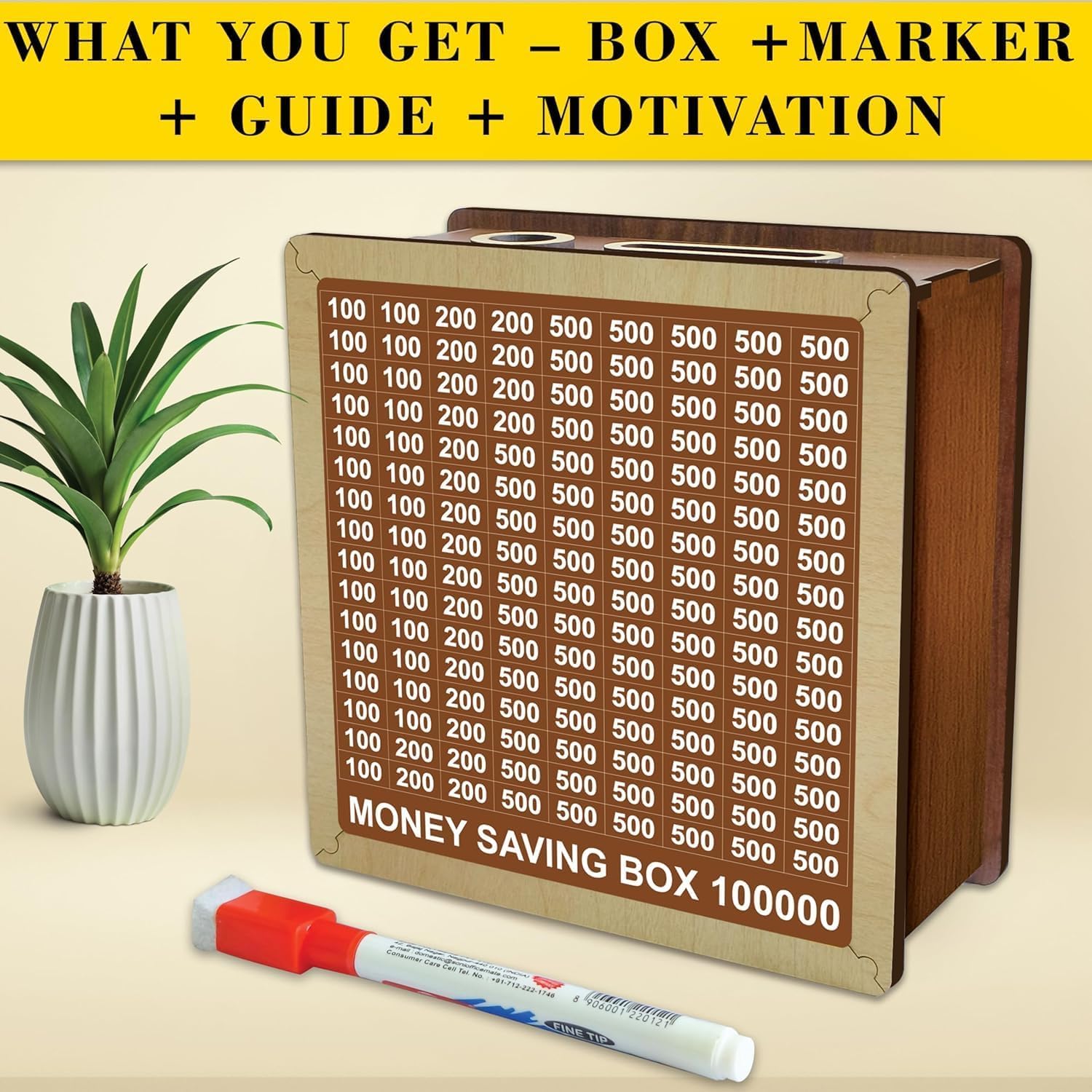 ₹1 Lakh Savings Challenge Box – Money Saving Tracker Piggy Bank with Goal Board
