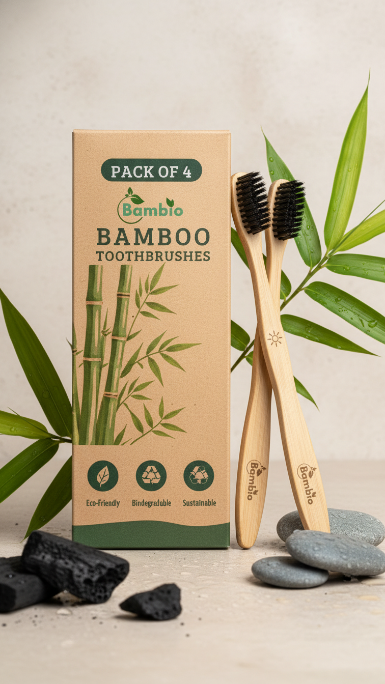 Bambio Bamboo Toothbrush 4-Pack | PRIVAN