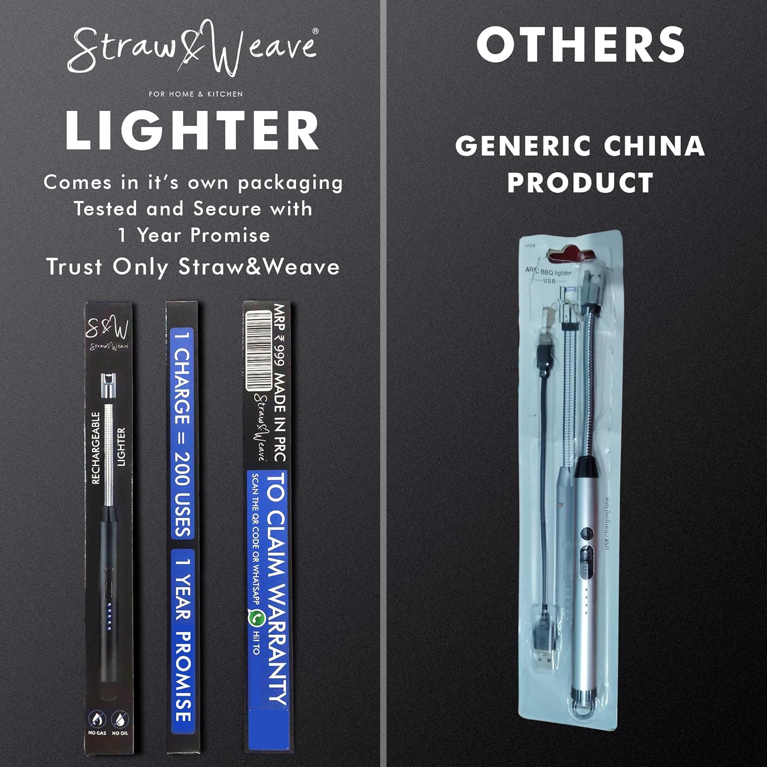 Rechargeable Flexible Electric Candle & Gas Lighter – USB Type-C Long Neck Arc Lighter