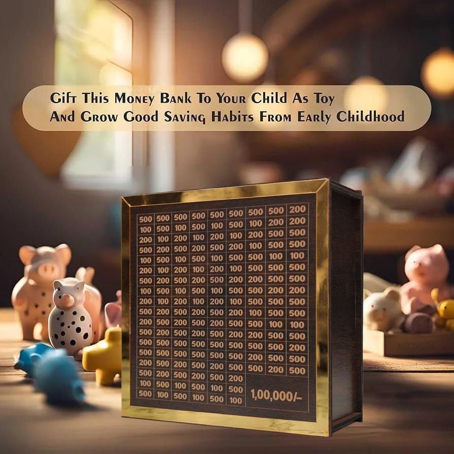 ₹1 Lakh Savings Challenge Box – Money Saving Tracker Piggy Bank with Goal Board