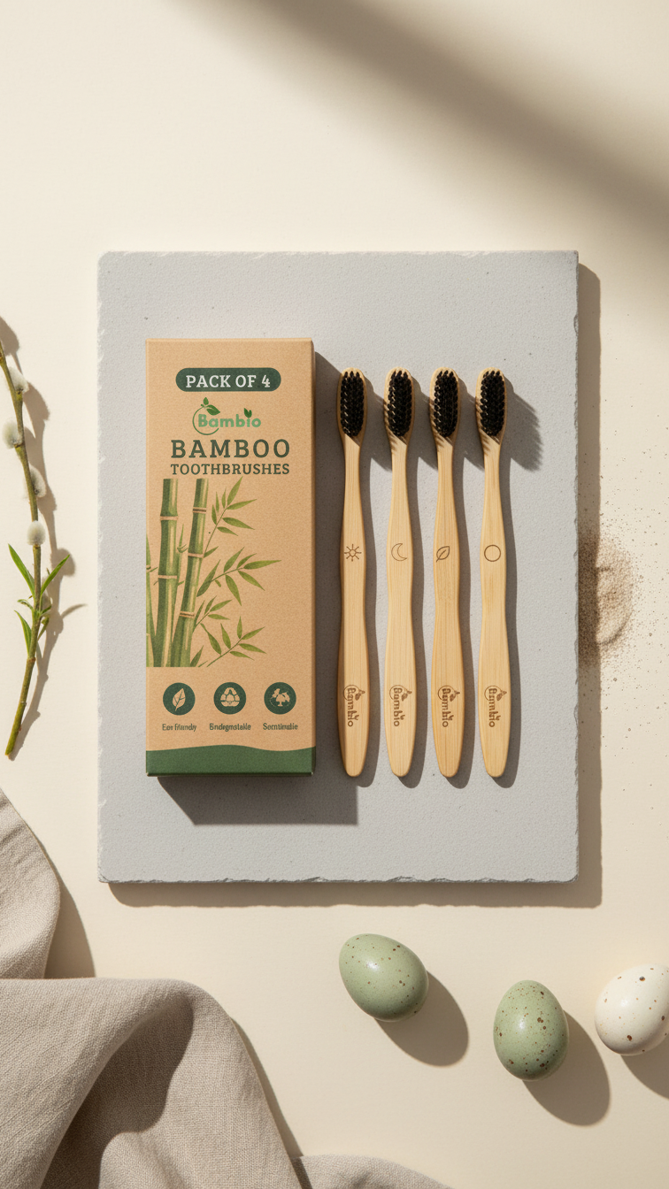 Bambio Bamboo Toothbrush 4-Pack | PRIVAN