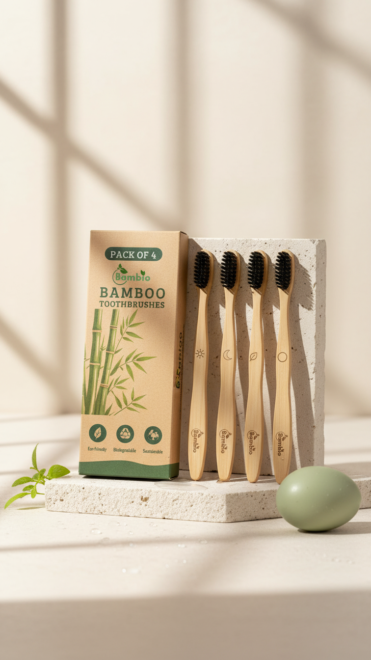 Bambio Bamboo Toothbrush 4-Pack | PRIVAN