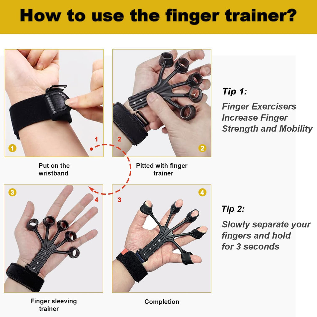 Adjustable Hand Grip Strengthener – 8 Resistance Levels Finger Exerciser for Therapy & Training