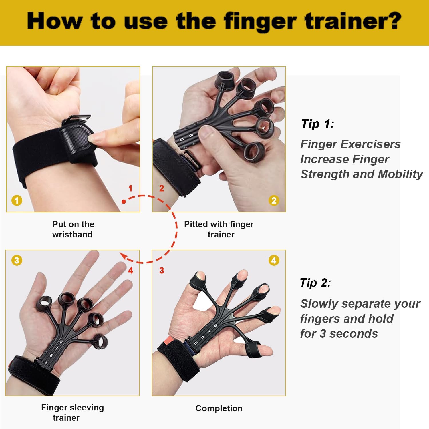 Adjustable Hand Grip Strengthener – 8 Resistance Levels Finger Exerciser for Therapy & Training