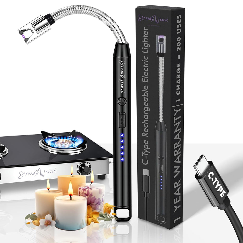Rechargeable Flexible Electric Candle & Gas Lighter – USB Type-C Long Neck Arc Lighter
