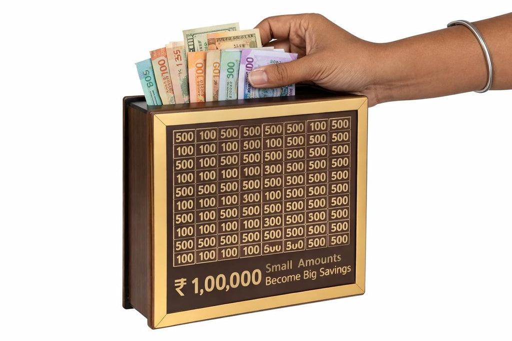 ₹1 Lakh Savings Challenge Box – Money Saving Tracker Piggy Bank with Goal Board